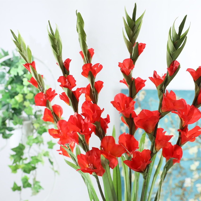 6 heads gladiolus orchid silk artificial flower bonsai flower plant home wedding arrangement home decoration DIY aerobic potted