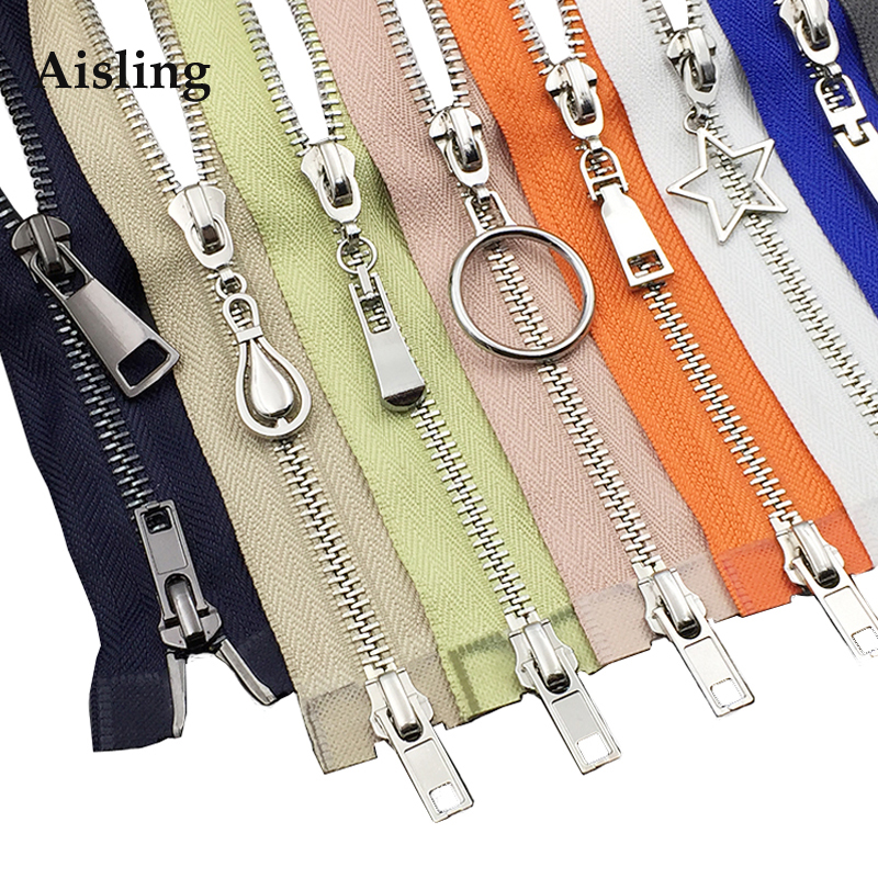 80/100/120 CM Metal Zipper Fabric Silver Teeth Double Zipper Sliders For Sewing Garment Decoration Materials D737