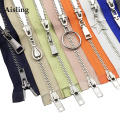 80/100/120 CM Metal Zipper Fabric Silver Teeth Double Zipper Sliders For Sewing Garment Decoration Materials D737