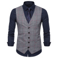 Mens Vest Single-breasted Casual Waistcoat European Size 2019 Spring Autumn Leisure V Collar Men's Plaid Waistcoat