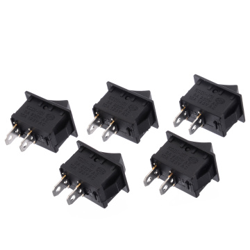 5pcs 2 Pins On/Off Rocker Switches SPST Rocker Switch AC 250V/6A 125V/10A Black For Home Appliances