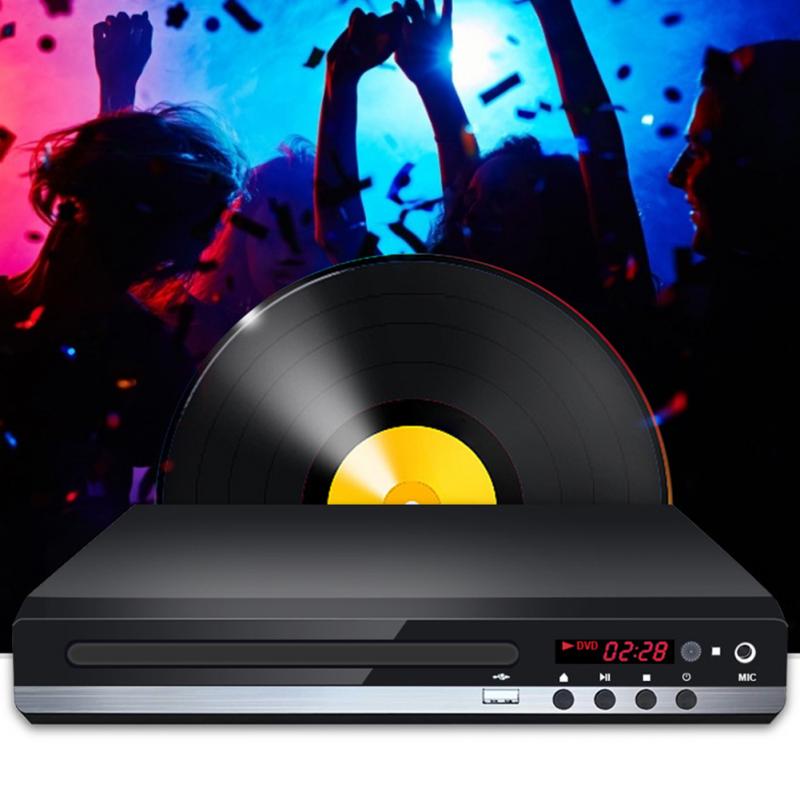 Multi Format Karaoke US Plug USB VCD Remote Control MIC Input CD DVD Player For TV With Cable Easy Install Home Portable