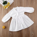 Toddler Kids Baby Girls 1T-6T Clothes Long Puff Sleeve Wasit Shirt Top Dress Outfit