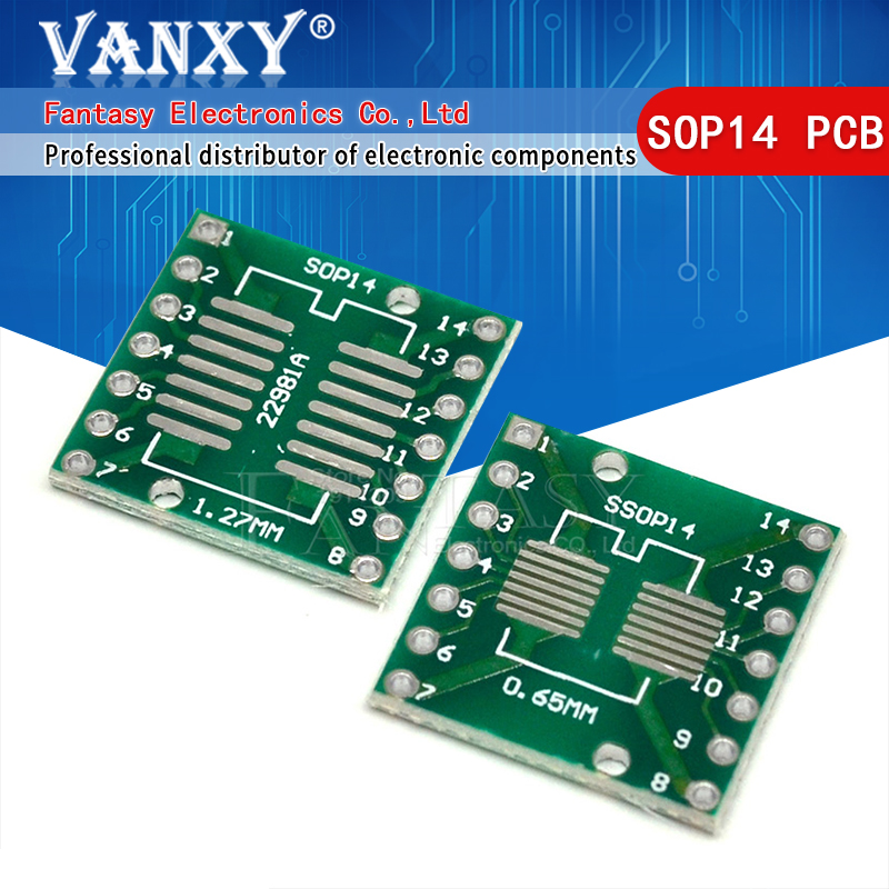 10PCS TSSOP14 SSOP14 SOP-14 SOP14 to DIP14 PCB Transfer Board DIP Pin Board Pitch Adapter