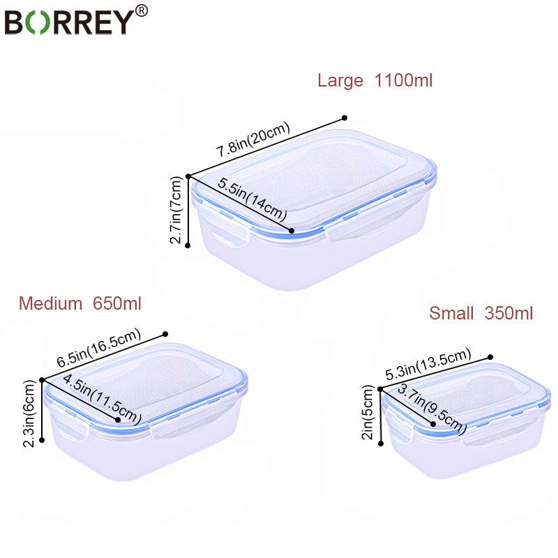 BORREY 3PCS Plastic Food Storage Box Set Fridge Freezer Food Storage Boxes Fresh Vacuum Box Heat Resistant Kitchen Containers