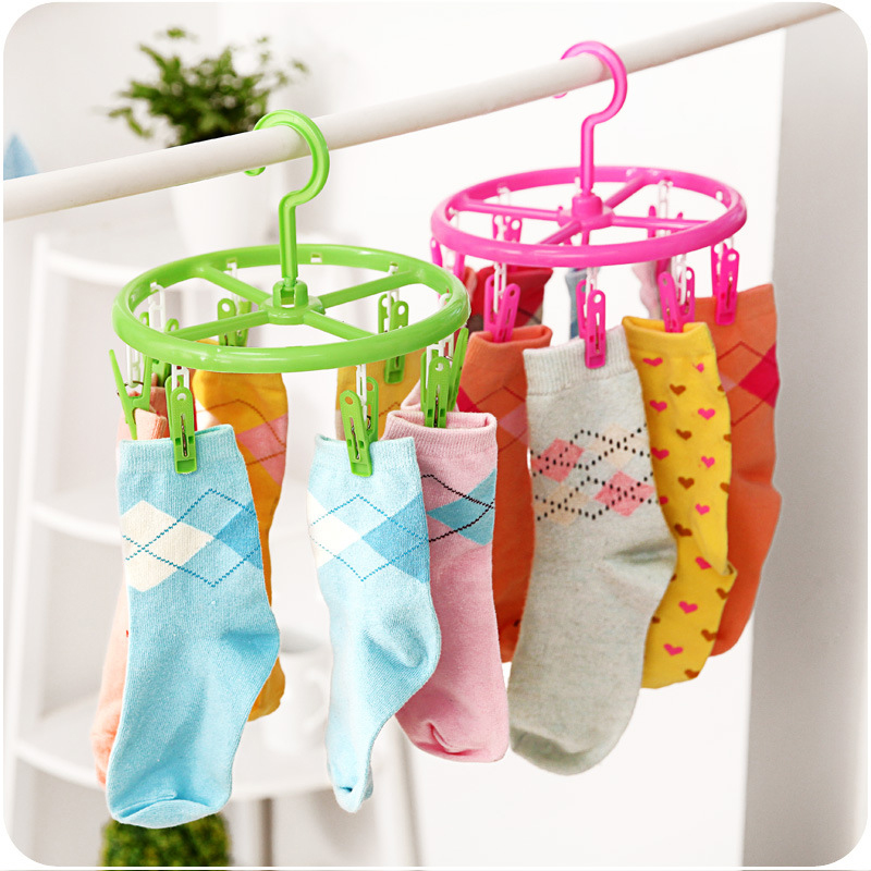 Windproof Plastic Multi-Clip Hanging For Underwear Drying Rack Modern Home Bathroom Children's Socks Clothing Round Drying Rack