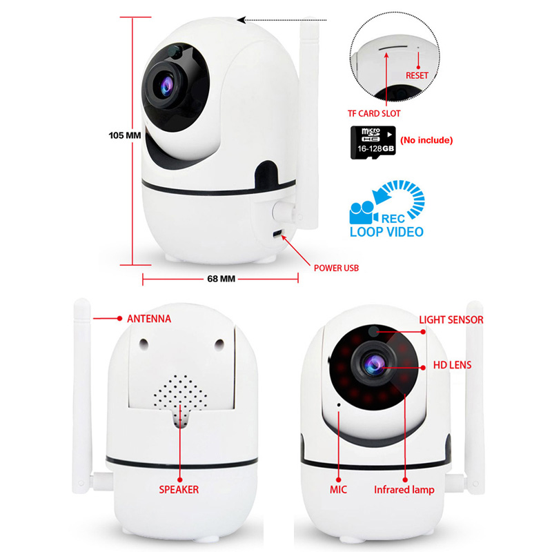 1080P Security Camera CCTV 360 Home Surveillance WiFi Camera Two Way Audio Baby / PET / Nanny Monitor 720P Indoor Kamera IP Cam