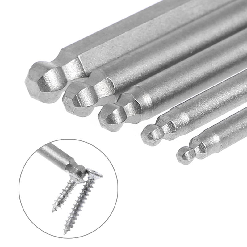 5 Pcs 1/4" Hex Shank 100mm Magnetic Ball End Hexagon Screwdriver Bits Drill Set 19QB