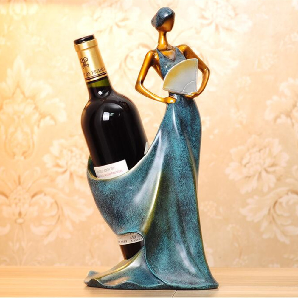 Wine Racks Handmade Home Bar Kitchen Accessories Resin Beauty Girl Model Wine Holder Home Decoration Figurines Miniatures Craft