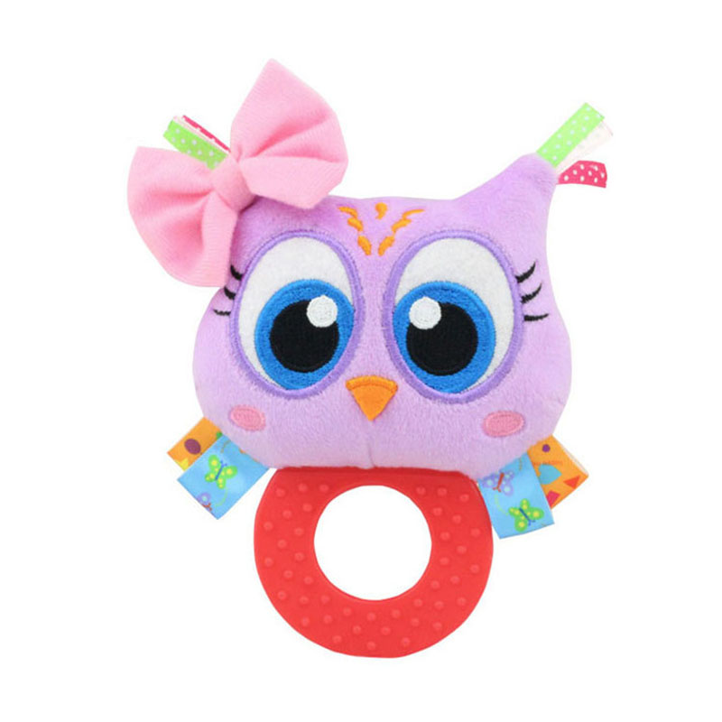 Cute Animal Baby Rattles Toys Panda Owl Elephant Plush Toy Stuffed Animal Toy Baby Hand Bell Development Baby Toy for 0-12 Month