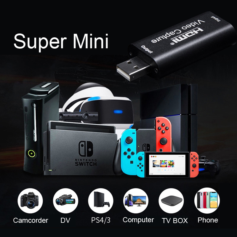 Mini 4K 30 INPUT 1080P 30 Capture USB 2.0 HD Video Capture Card HDMI Phone Computer Game Recording Box Live Streaming Broadcast