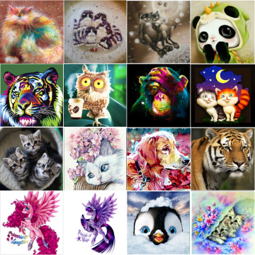 5DDIY diamond painting animal tiger cat embroidery cross stitch Mosaic sticker home decoration wall stickers handmade New Year g