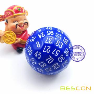 Bescon Polyhedral Dice 100 Sides Dice, D100 die, 100 Sided Cube, D100 Game Dice, 100-Sided Cube of Blue Color