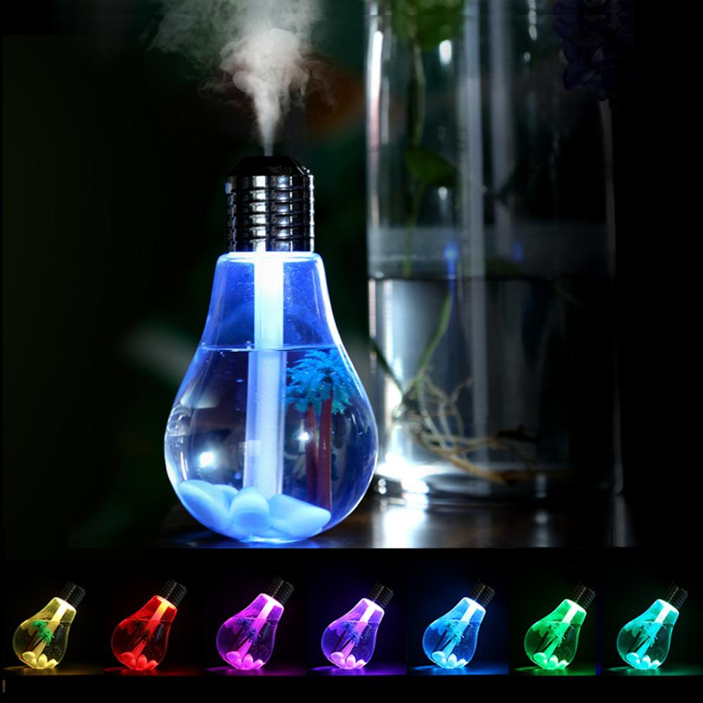 USB Ultrasonic Air Humidifier Mini Aroma Diffuser LED Night Light Aromatherapy Mist Maker Creative Bottle Bulb Humidifier Home