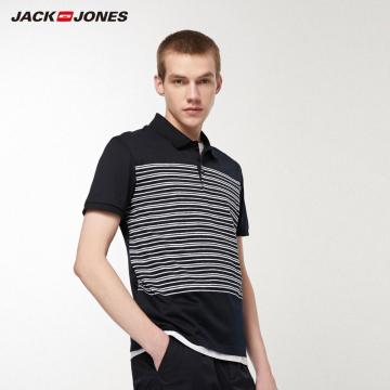 JackJones Men's Polo Shirts 100% Cotton Comfortable Striped Turn-down Collar Polo Shirt Men Tops Menswear| 219206519