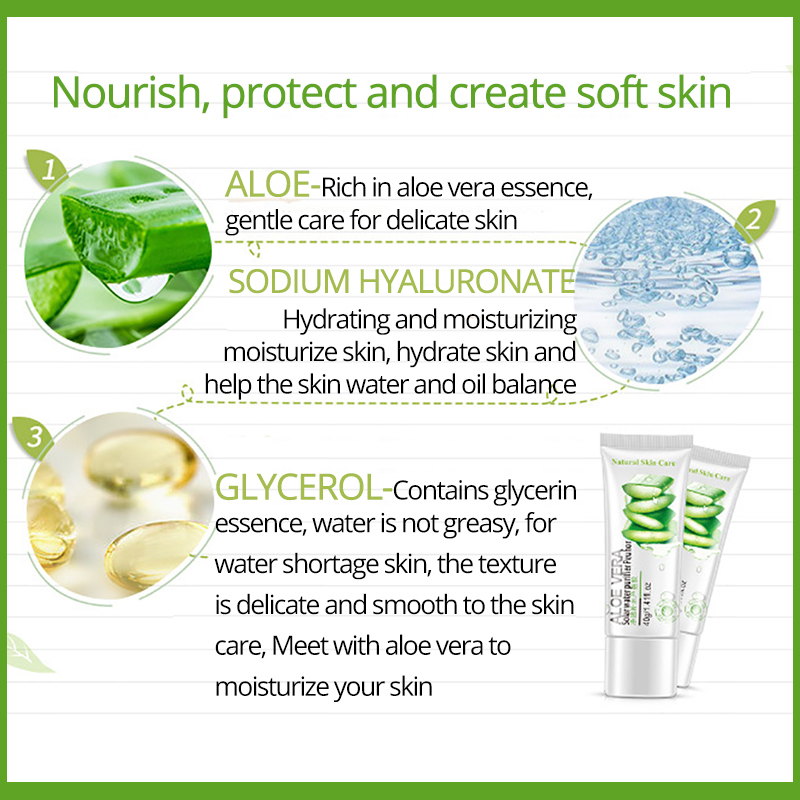 Natural Aloe Vera Smooth Gel Acne Whitening Treatment Face Cream Hydrating Moist Repair Sleeping Mask