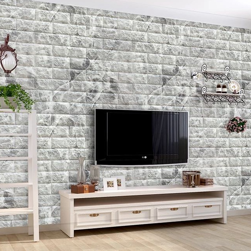 10 pcs/set Home Decor 3D Wall Stickers Paper Brick Stone Wallpaper Self-adhesive Rustic Effect Self-adhesive Home Decor Sticker
