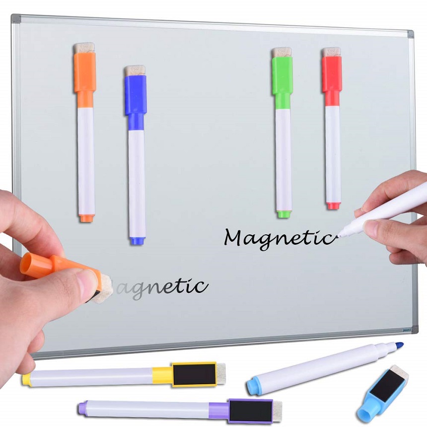 14PCS Water Color Pens School White Board Nevera Marker Pen Magnetic Whiteboard Dry Wipe Eraser Rubber Brush Fridge Magnets