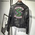 New Women Riverdale Serpents Faux Leather Jackets Crop Top Southside Snake Pink Black PU Leather Streetwear Fall Zipper Coat