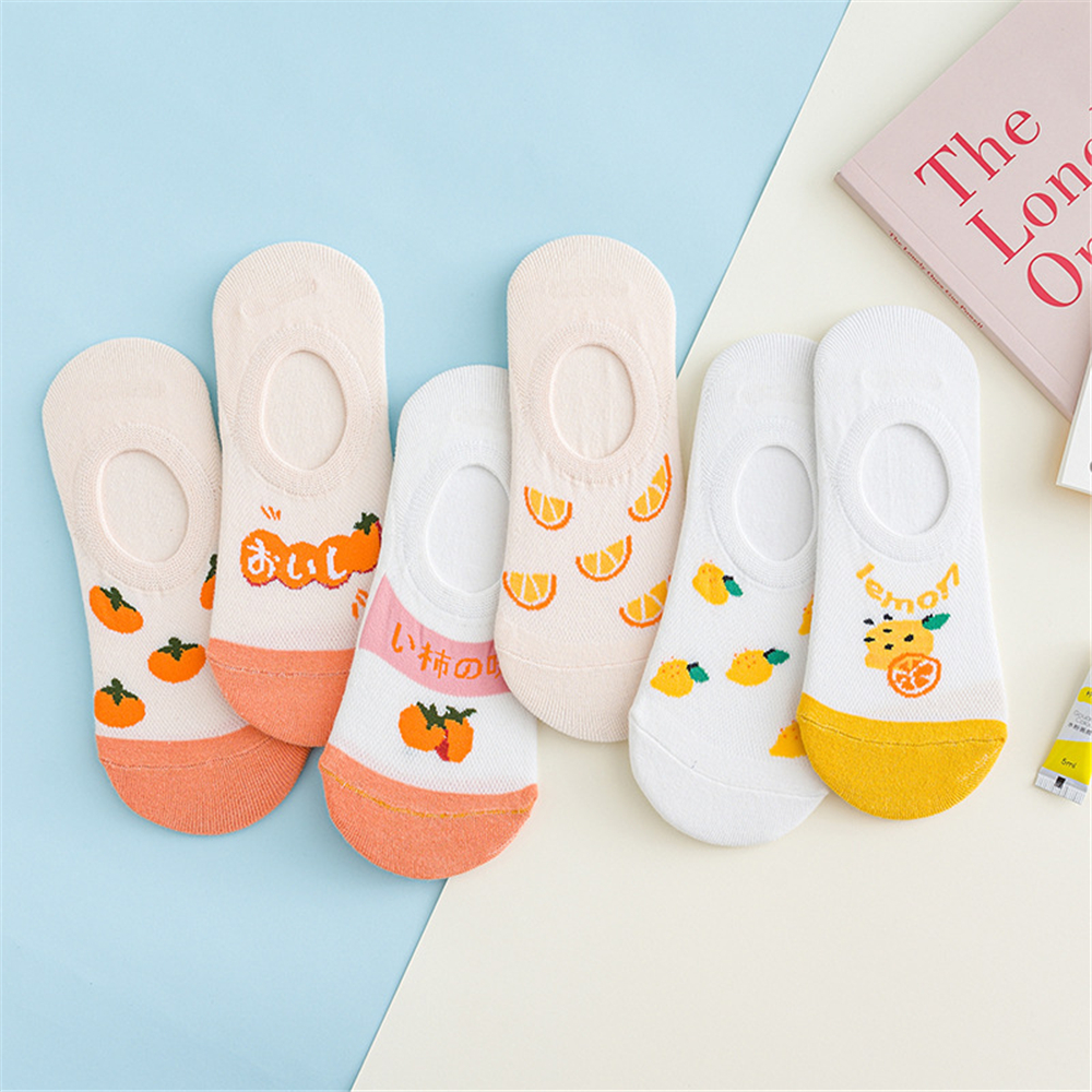 INS new fresh cute cartoon fruit no-show socks strawberry avocado lemon cherry orange low cut anti-slip ankle socks dropship