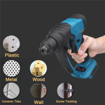 18V Brushless Cordless Hammer Drill Rotary Rechargeable Electric Demolition Hammer Power Impact Drill Adapted for Makita Battery