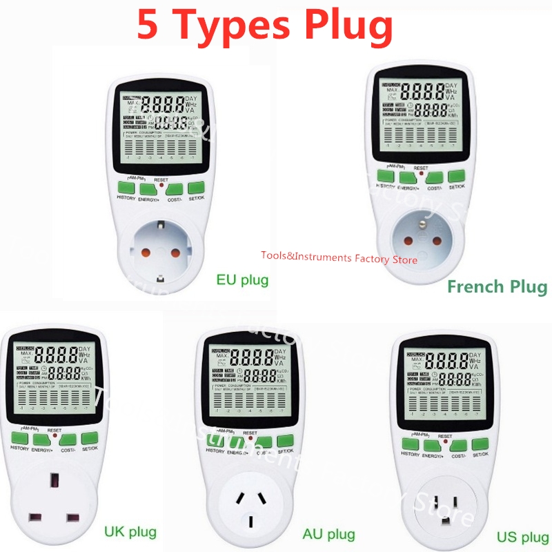 Energy Meter Digital LCD Power Meter Wattmeter Power Consumption Energy Electric Meter KWh AC 230V 50Hz Electric Din Rail