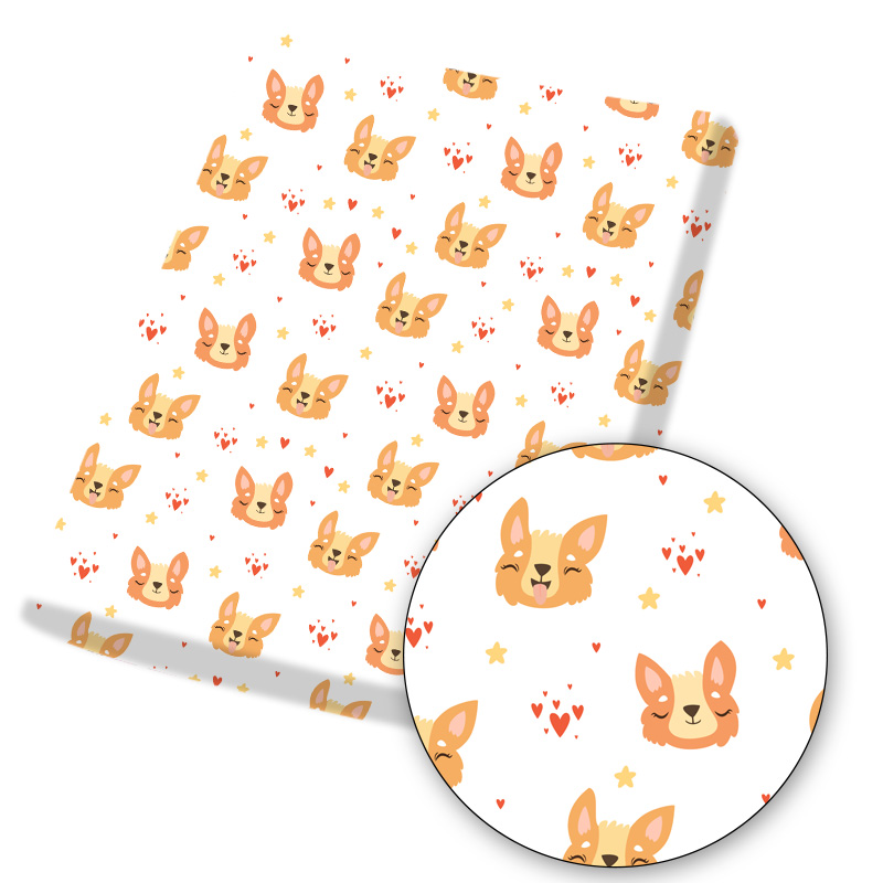 Polyester Cotton Fabric Cartoon Animals Cute Dog Printed Fabric DIY Sewing Bag Home Textile Garment Material 45*145cm/pc 80g