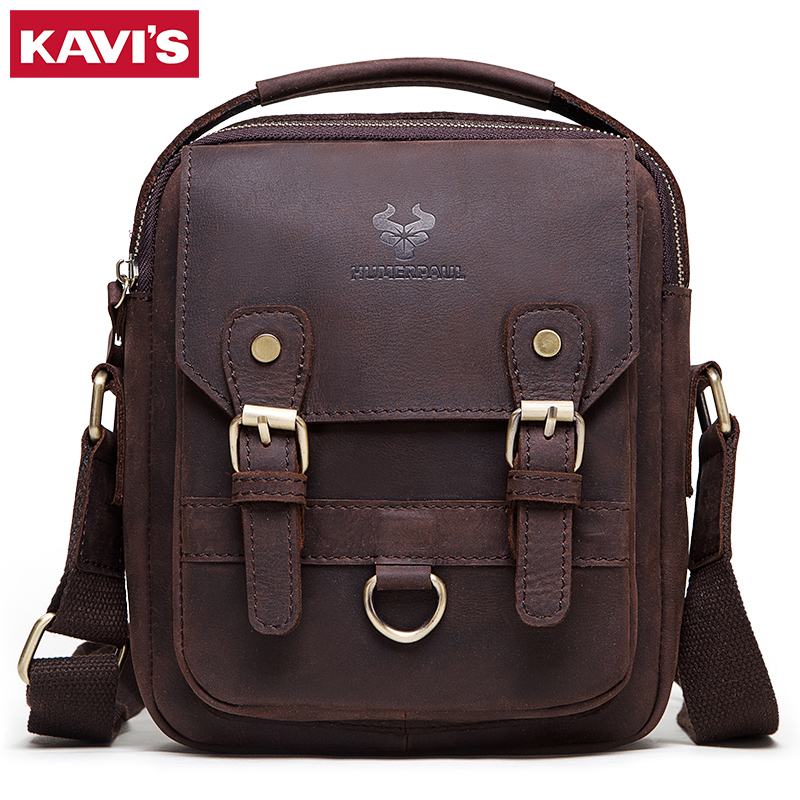 KAVIS Genuine Cow Leather Men Shoulder Bags Messenger Bag Male Handbag Business Crossbody bolsos Casual Tote Famous Brand