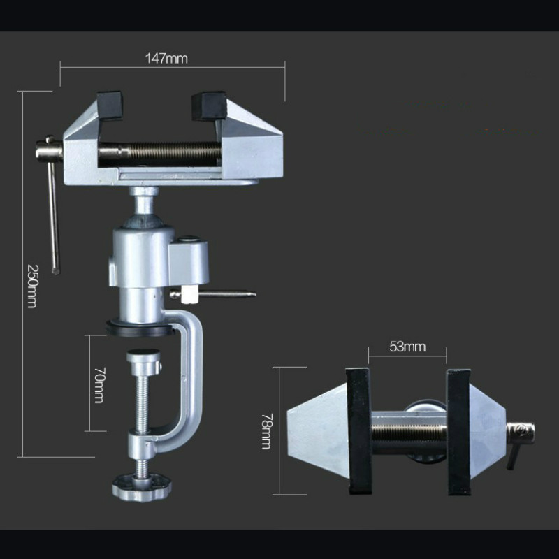 360 Clamp 2 In 1 Bench Vise Table Grinder Holder Drill Stand Rotary Tool for Craft Model Building Metal Working Craft Electronic