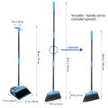 Upgraded Broom And Dustpan Set Extendable Broomstick And Dust Pan Combo For Home Broom And Dustpan Set Black And Blue