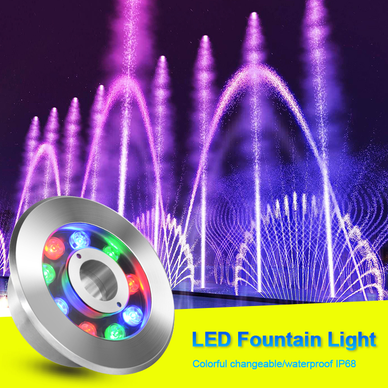Led Fountain Lights stainless steel Underwater lights waterproof IP68 Pond Submersible pool lights Garden hotel LED spot lights