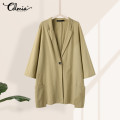 Elegant Office Blazers 2020 Celmia Fashion Women Blazers Autumn Korean Coats Female 3/4 Sleeve Solid Plus Size Loose Formal Coat