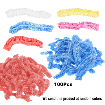 100Pcs Salon Disposable Hair Cap Plastic Clean Shower Cap Waterproof Head Cover Hat for Eyebrow Tattooing Facilities