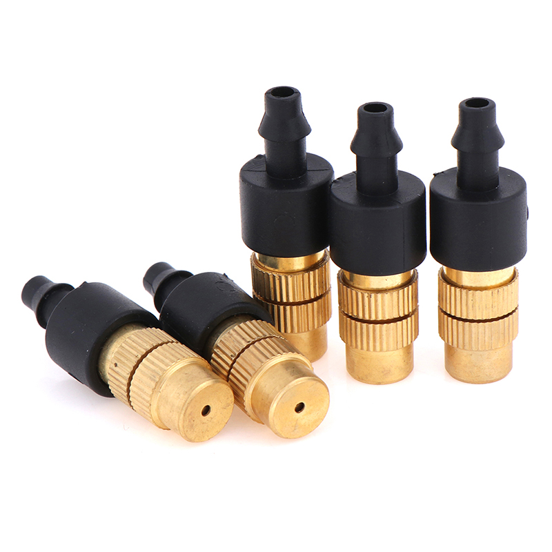 5pcs Gold Garden Irrigation Agricultural Atomizing Sprinklers Atomizing Sprayers Copper Misting Fog Cooling Nozzles 4/7mm Hose