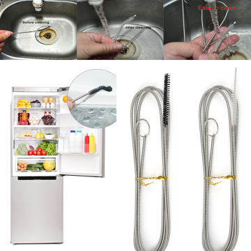 1set Refrigerator Scrub Brush Fridge Drain Dredge Cleaning Set Long Flexible Sink Water Dredging Tool Tube Cleaning Coil Brush