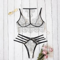 Porno Women's Sexy Lace Lingerie Set Hot Erotic Halter Bandage Bra Briefs Panty Sleepwear Underwear Babydoll Exotic Apparel