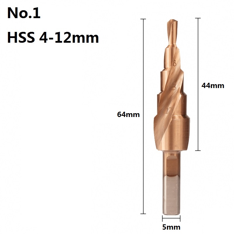 XCAN 3PCS 4-12/20/32mm P6M5 Super carbide PVD TiNC Coating Spiral Grooved center solid carbide drill bit HSS Step Cone Drill Bit