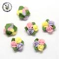 Handmade Porcelain Cabochons, China Clay Beads, Flower, Pink, 16~18x15~16x7~8mm