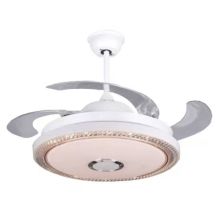 42-inch White Modern Retractable Ceiling Fan with Bluetooth