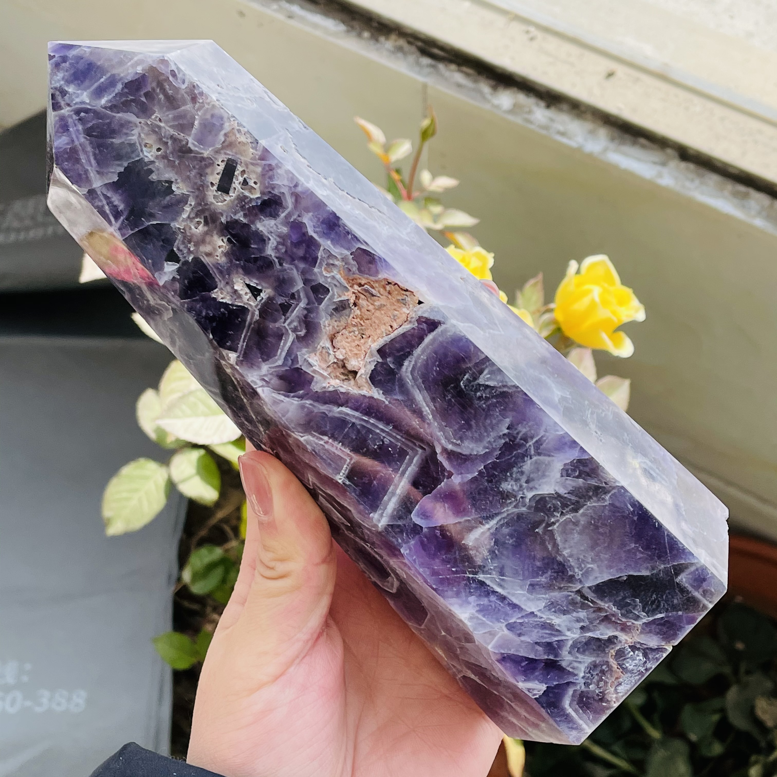 300-1000g Natural Amethyst Quartz Crystal Wand Point Healing Obelisk Home Decoration(With Geode)