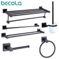 55CM Matte Black Double Towel Bars Bathroom Towel Hanger Space Aluminum Bathroom Accessories Towel Rack Towel Ring Toilet Brush