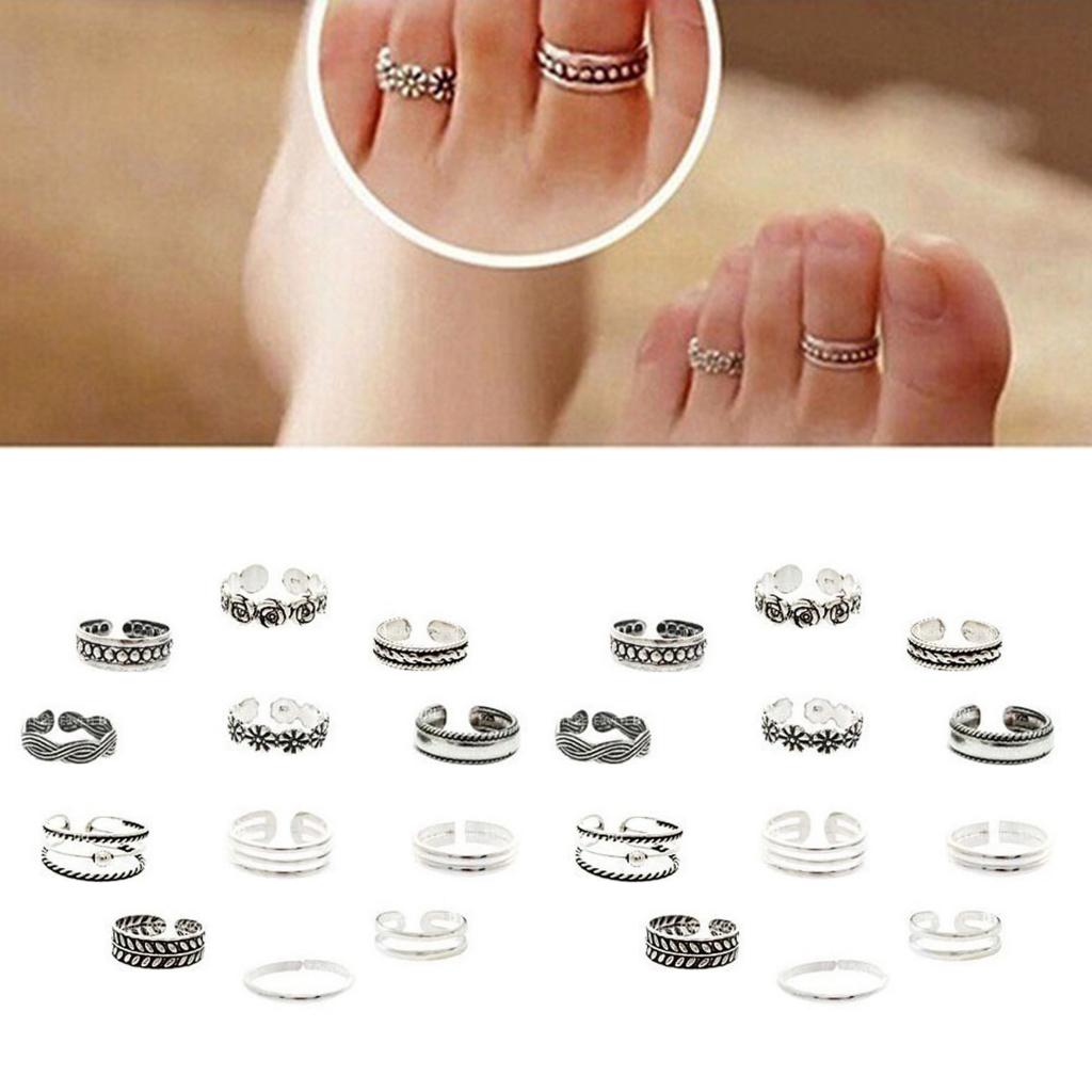Toe Rings for Women Summer Beach Open Adjustable Toe Ring Set Hawaiian Finger Foot Jewelry Gift Sandals Beach Jewelry