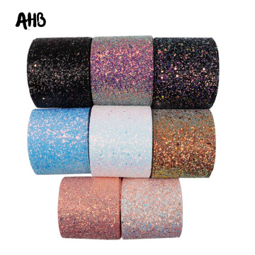 AHB Chunky Glitter Ribbon 75MM Shiny Soft Fabric Ribbon For Bows Gift Package Handmade Material DIY Bags Decor Accessories 1y