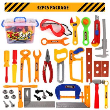 Pretend Play Toy Simulation Toolbox Toy Set Maintenance Tools 32 Piece Caliper Tweezers Small Hammer Diy Boy Tool Toys