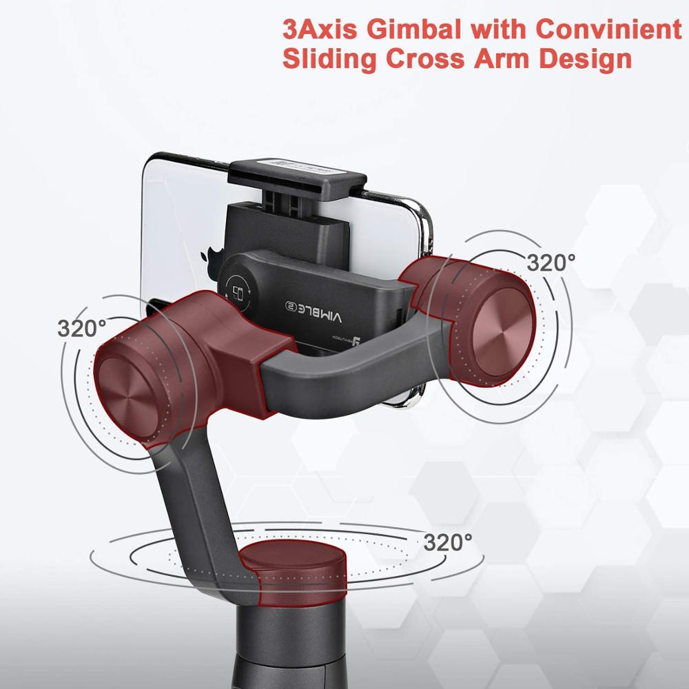 Feiyutech Vimble 2S 3-Axis Smartphone Gimbal Handheld Stabilizer 180mm Telescopic Rod with Tripod for iPhone 11 X Xs 8, Samsung,