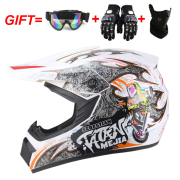 Racing Motocross Motorbike Casque Moto Capacete Casco Off-Road Cartoon Flip Up Full Face Motorcycle Helmet Women 3 Gifts