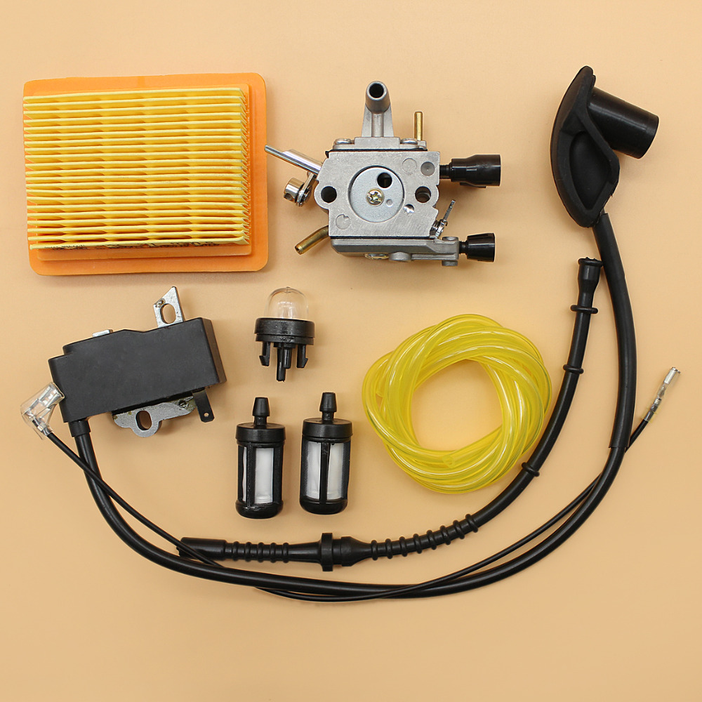 Carburetor Ignition Coil Primer Bulb Air Filter Fuel Hose Tune Up Kit Fit STIHL FS120 FS200 FS250 Trimmer Brushcutter