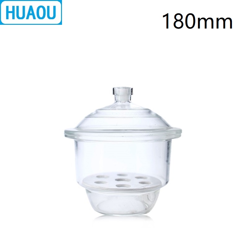 HUAOU 180mm Desiccator with Porcelain Plate Clear Glass Laboratory Drying Equipment