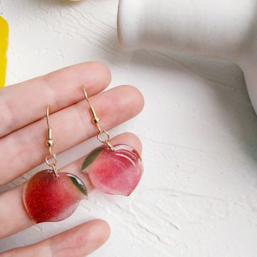 2020Fruit Earring for Women Summer Small Fresh Cartoon Lovely Earrings Sweet Fruit Honey Peach Transparent Earrings new arrival
