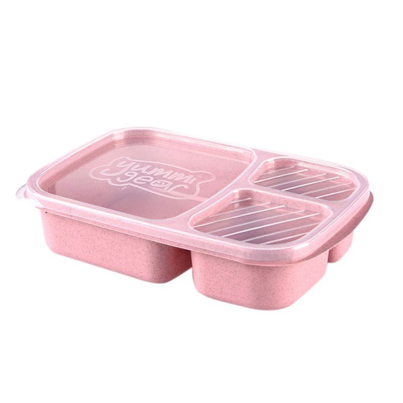 Lunch Bento Boxes Wheat Straw Box 3 Grid With Lid Microwave Food Box Biodegradable Storage Container Dinnerware Set